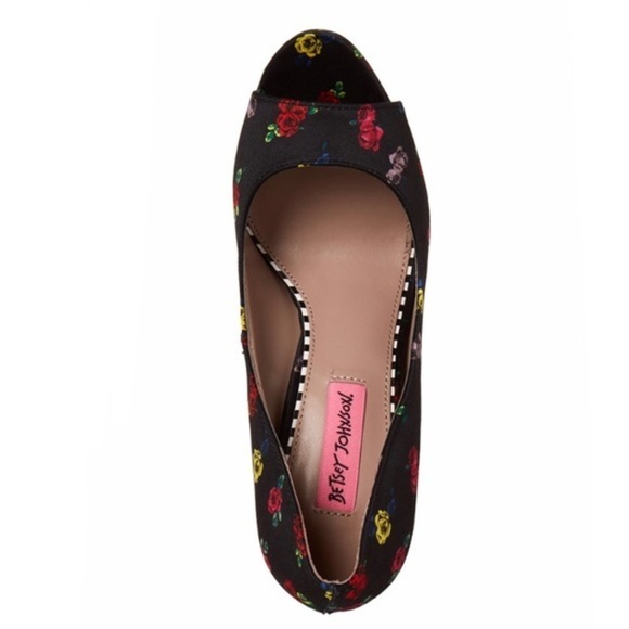 Betsey Johnson Floral Platform Peep Toe Pumps Sz 8 - Picture 4 of 4